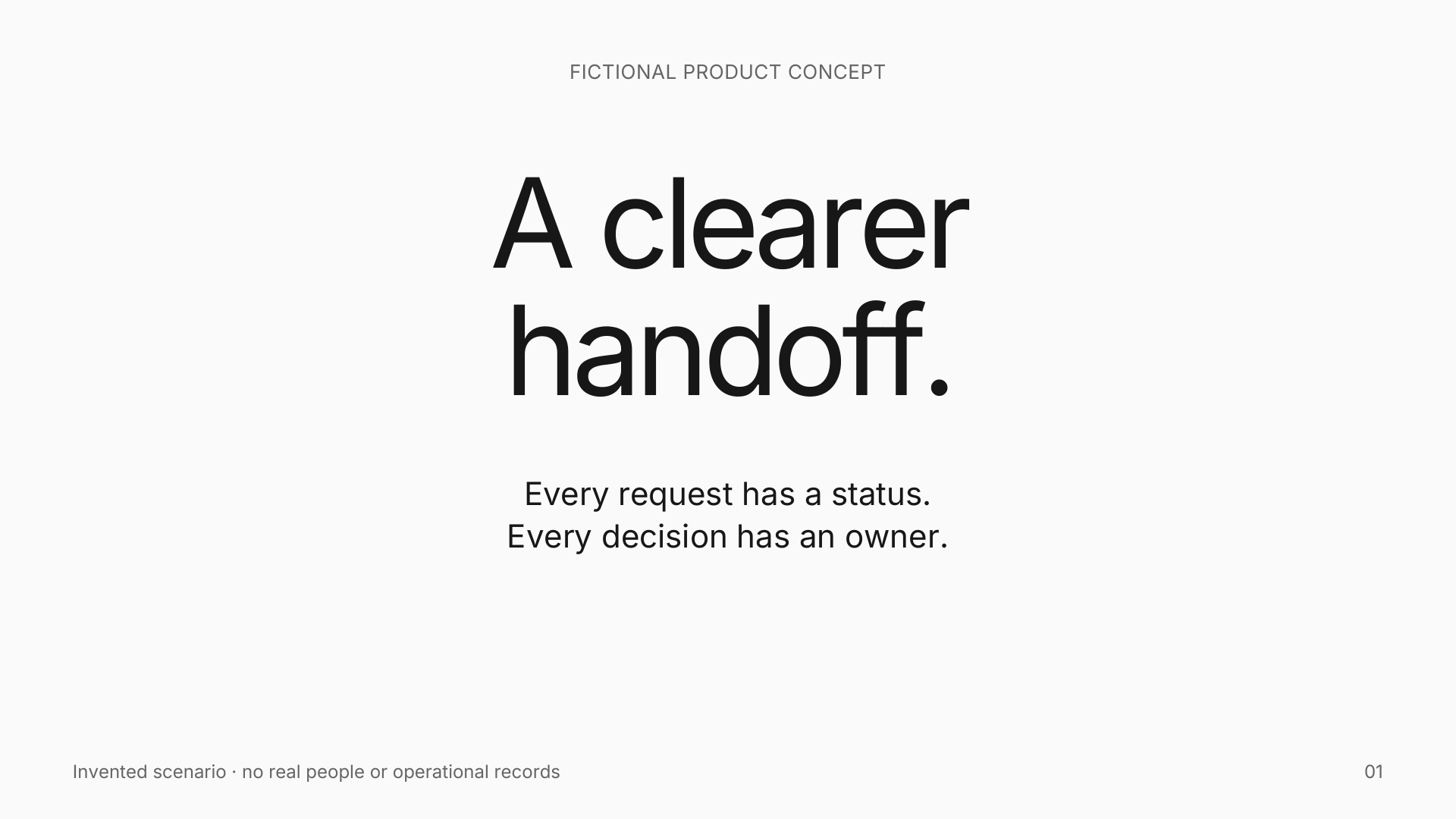 Apple-inspired title slide: A clearer handoff.
